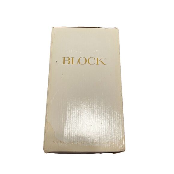 Vintage BLOCK Retired Frosted Tulip 8" Vase 24% Full Lead Crystal New In Box - Picture 6 of 10